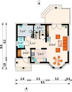 Проект мансардного коттеджа с эркером 8м на 10м