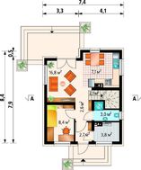 Проект дома с мансардой габаритами 8 на 8