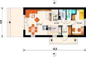 Проект уютного дома для узкого участка 12 на 6