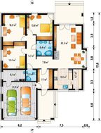 Одноэтажный дом с гаражом на 2е машины