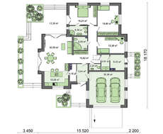 Красивый одноэтажник с гаражом на 2 авто