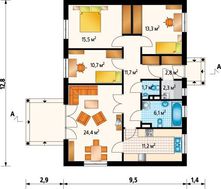 Небольшой одноэтажный особняк с четырьмя спальнями