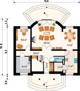 Проект превосходной загородной виллы с просторными комнатами и выходом на террасу