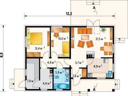 Проект современного загородного дома с тремя спальнями