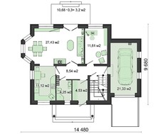 Проект красивого загородного дома с мансардой и балконом