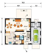 Проект симпатичного дома с гаражом и мансардой