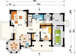 Проект стильного коттеджа с эркером в виде башни