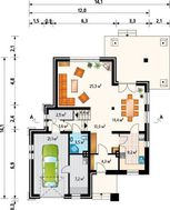 Архитектурный проект стильного особняка с крыльцом и верандой