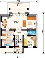 Проект стильного загородного особняка с необычной маленькой верандой