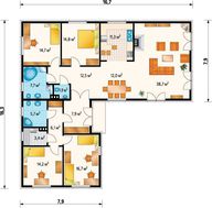 Загородный дом с пятью комнатами в форме буквы Г