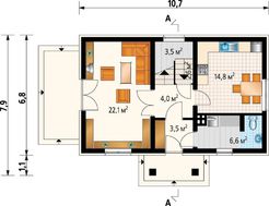 Небольшой загородный коттедж с гармоничной планировкой
