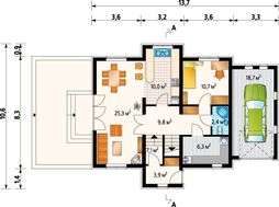 Проект стильного мансардного дома с пристроенным гаражом