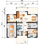Оригинальный дом с четырехскатной кровлей и гаражом на одно авто