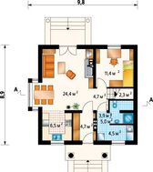 Традиционный проект небольшого коттеджа с мансардой 9 на 10