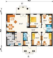 Проект уютного дома с четырехскатной кровлей