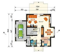Проект 1,5-этажного коттеджа с пристроенным гаражом
