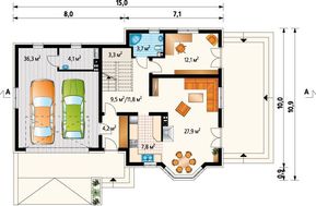 Проект строительства симпатичного мансардного дома с многоскатной крышей