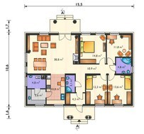 Проект одноэтажной усадьбы с колоннами на крыльце