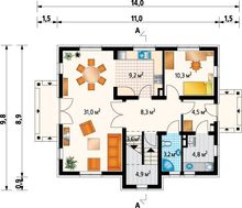 Архитектурный проект дома с элегантной мансардой более 150 m²