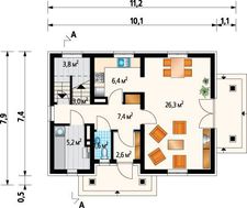 Проект дома с красивым балкончиком 8 на 10